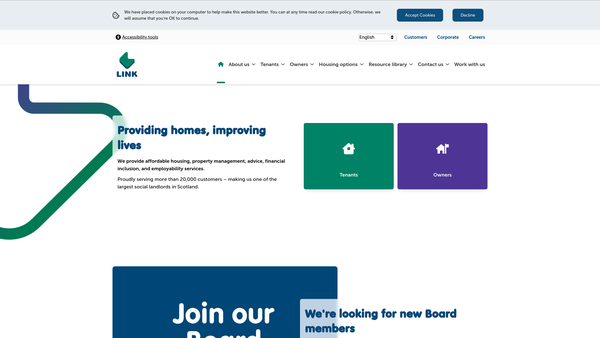 Screenshot of the Link Group Ltd website