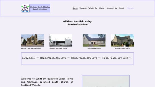 Screenshot of the Whitburn Burnfield Valley South Church of Scotland website