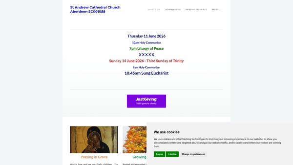 Screenshot of the St Andrew Cathedral Church: Aberdeen website