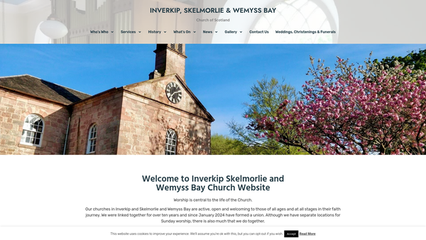 Screenshot of the Inverkip, Skelmorlie and Wemyss Bay Church of Scotland website