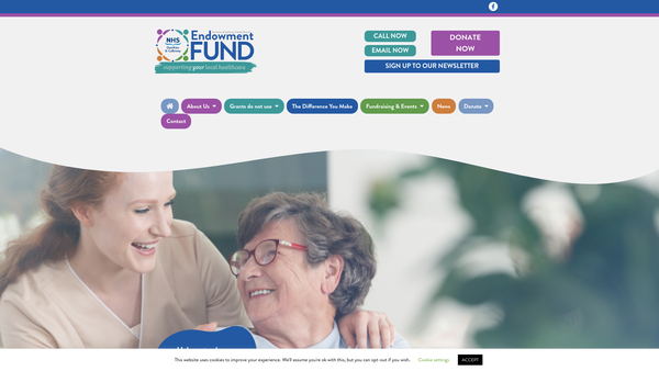 Screenshot of the Dumfries & Galloway Health Board Endowment Funds website