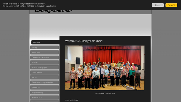 Screenshot of the Cunninghame Choir website