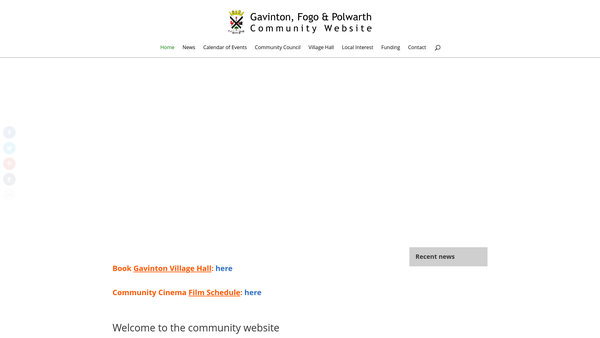 Screenshot of the Gavinton Village Hall (Community Fund) website