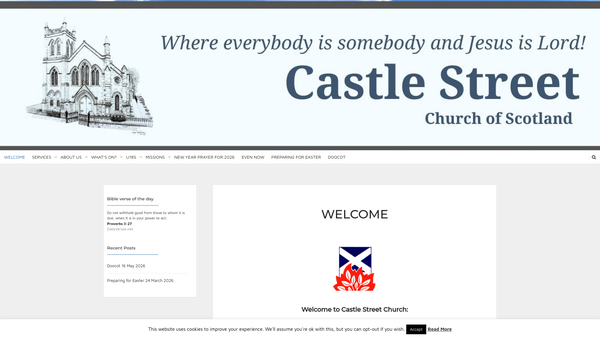 Screenshot of the Dingwall Castle Street Church Of Scotland website