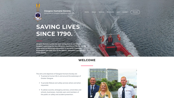 Screenshot of the Glasgow Humane Society website