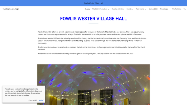 Screenshot of the Fowlis Wester Village Hall Committee website