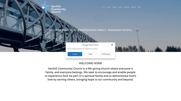 Screenshot of the Harthill Community Church website