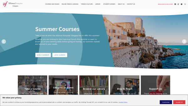 Screenshot of the Alliance Française de Glasgow SCIO website
