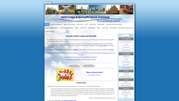 Screenshot of the Perth: Craigie and Moncreiffe Church of Scotland website