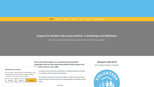 Screenshot of the Home Link Family Support website