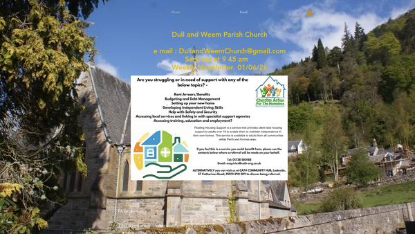 Screenshot of the Dull and Weem Parish Church of Scotland website