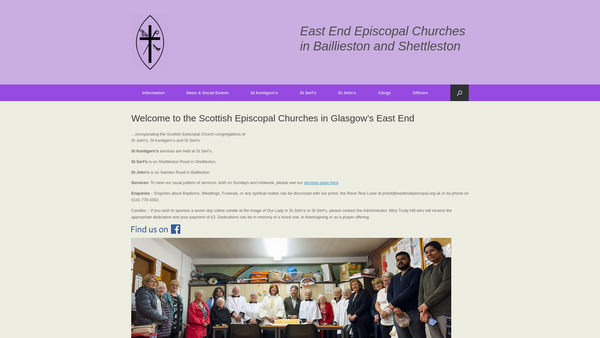 Screenshot of the East End Team Ministry website