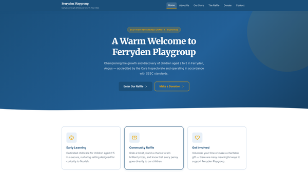 Screenshot of the Ferryden Playgroup website