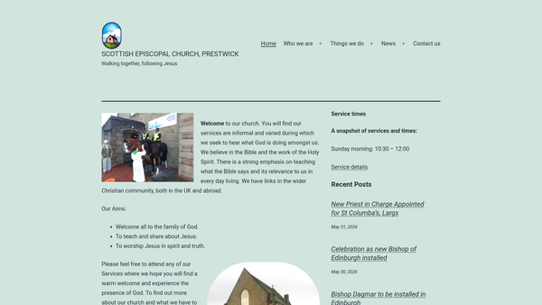 Screenshot of the St Ninian's Episcopal Church:Prestwick website