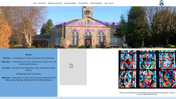 Screenshot of the Edinburgh Currie Kirk (Church of Scotland) website