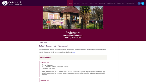 Screenshot of the Cathcart United Free Church website