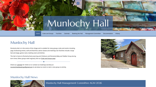 Screenshot of the Munlochy Hall Trust website