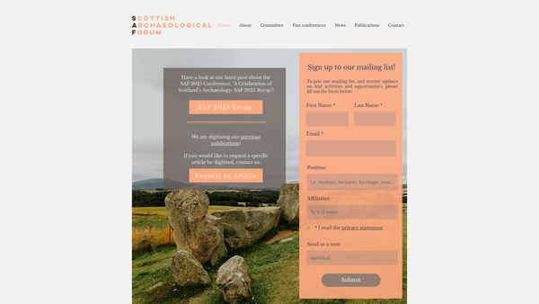 Screenshot of the Scottish Archaeological Forum website