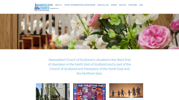 Screenshot of the Mannofield Church of Scotland, Aberdeen website