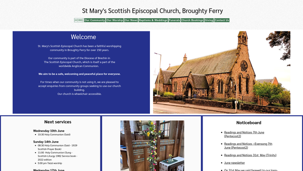 Screenshot of the St Marys Episcopal Church: Broughty Ferry website