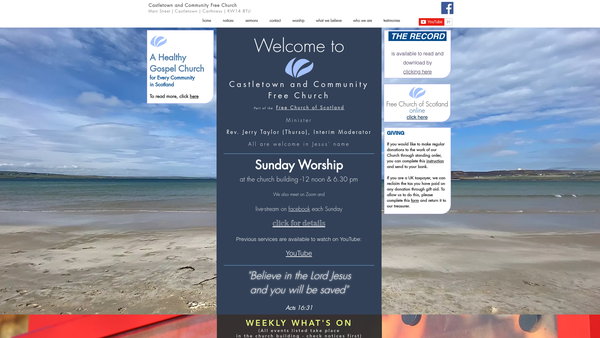 Screenshot of the Castletown and Community Free Church of Scotland website