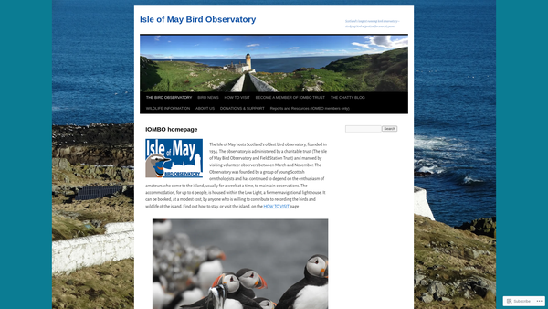 Screenshot of the Isle Of May Bird Observatory & Field Station Trust website