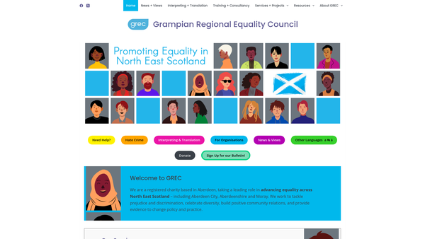 Screenshot of the Grampian Regional Equality Council Ltd website