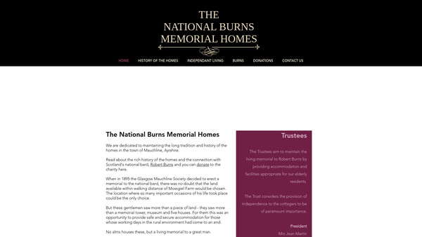 Screenshot of the The National Burns Memorial Homes website