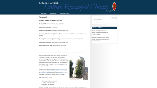 Screenshot of the St Johns Episcopal Church: Longside website