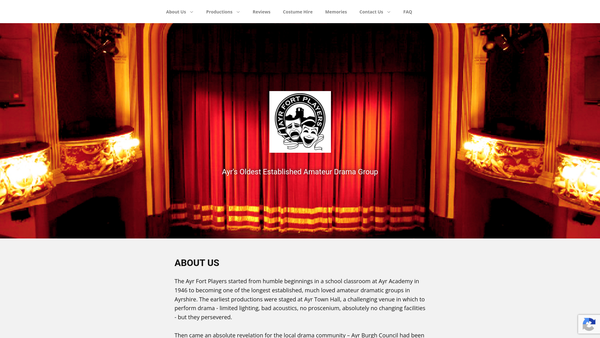 Screenshot of the Ayr Fort Players website
