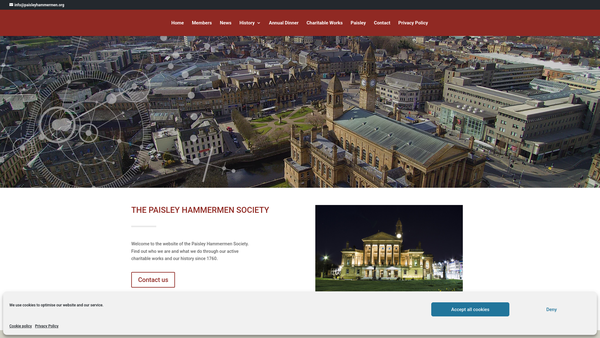 Screenshot of the Hammermen Society website
