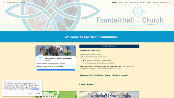 Screenshot of the Aberdeen: Fountainhall Church of Scotland website
