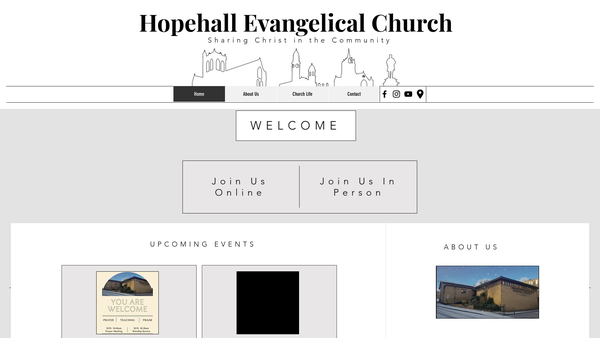 Screenshot of the Hope Hall Mission Church website