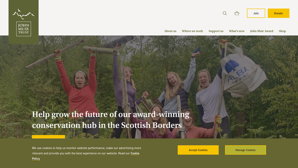 Screenshot of the John Muir Trust website