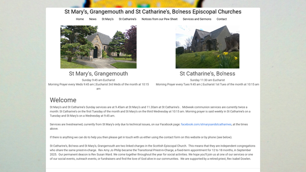 Screenshot of the St Catharines Episcopal Church: Bo'ness website