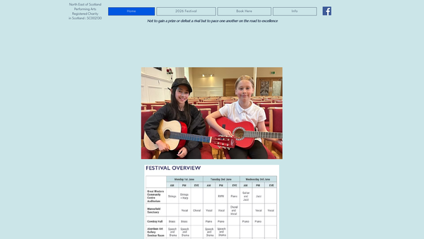 Screenshot of the North East of Scotland Performing Arts (NESPA) website