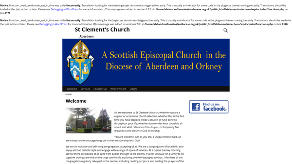 Screenshot of the St Clement's Scottish Episcopal Church, Mastrick, in the Diocese of Aberdeen & Orkney website