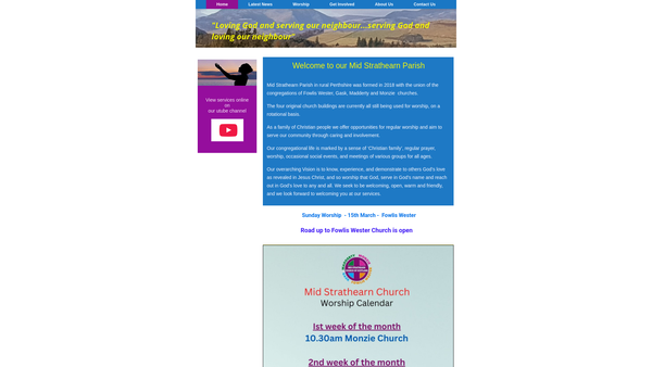 Screenshot of the Mid Strathearn Church of Scotland website