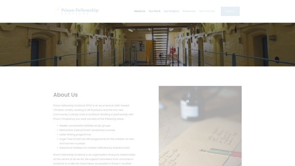 Screenshot of the Prison Fellowship Scotland website