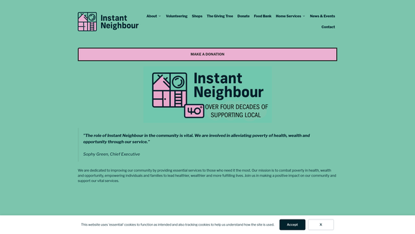 Screenshot of the Instant Neighbour Aberdeen website