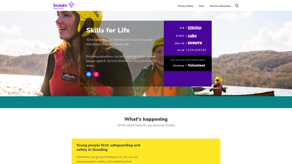 Screenshot of the 32nd Glasgow 1st Kirkintilloch Scout Group website