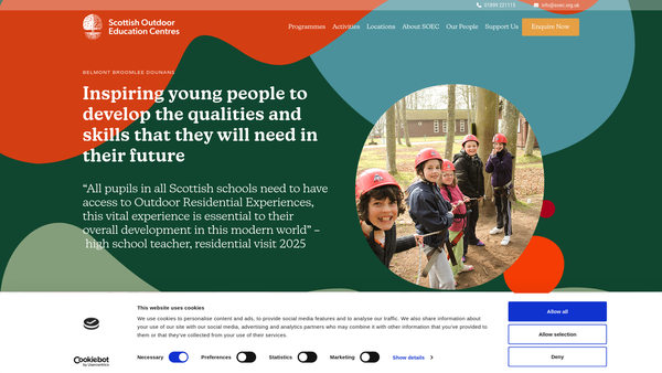 Screenshot of the Scottish Environmental & Outdoor Education Centres Association website