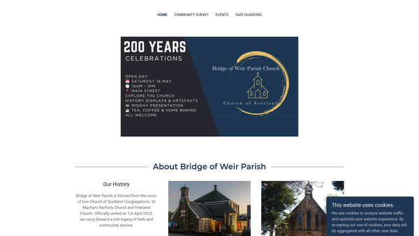 Screenshot of the Bridge of Weir Parish Church of Scotland website