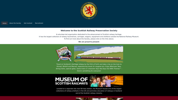 Screenshot of the Scottish Railway Preservation Society website