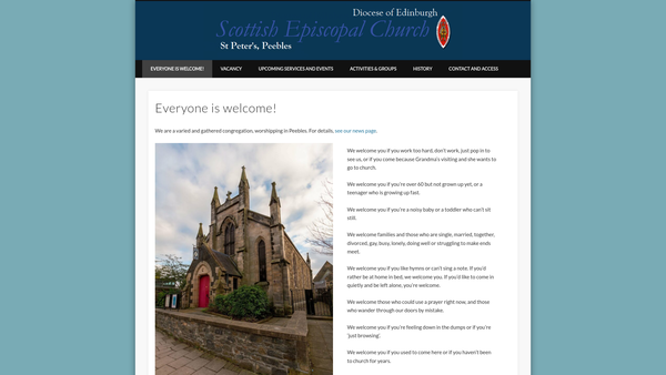 Screenshot of the St Peters Episcopal Church: Peebles website