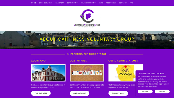 Screenshot of the Caithness Voluntary Group website