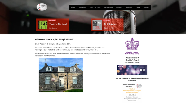 Screenshot of the Grampian Hospital Radio website