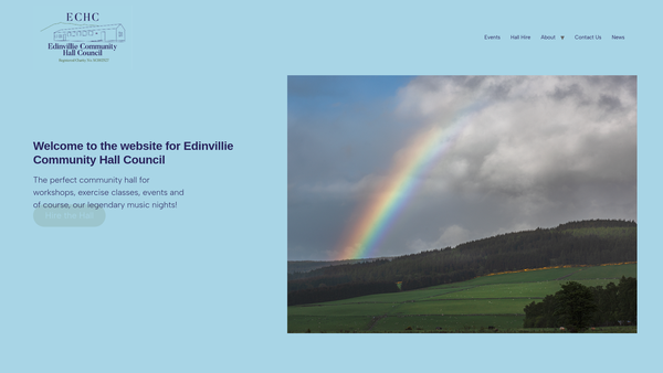 Screenshot of the Edinvillie Community Hall Council website