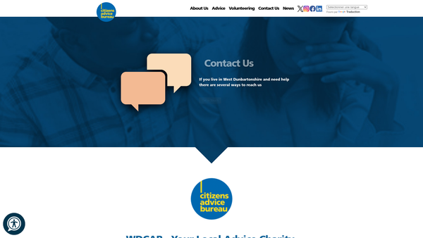 Screenshot of the West Dunbartonshire Citizens Advice Bureau website