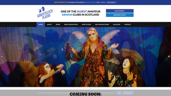 Screenshot of the Kirkintilloch Players Club website
